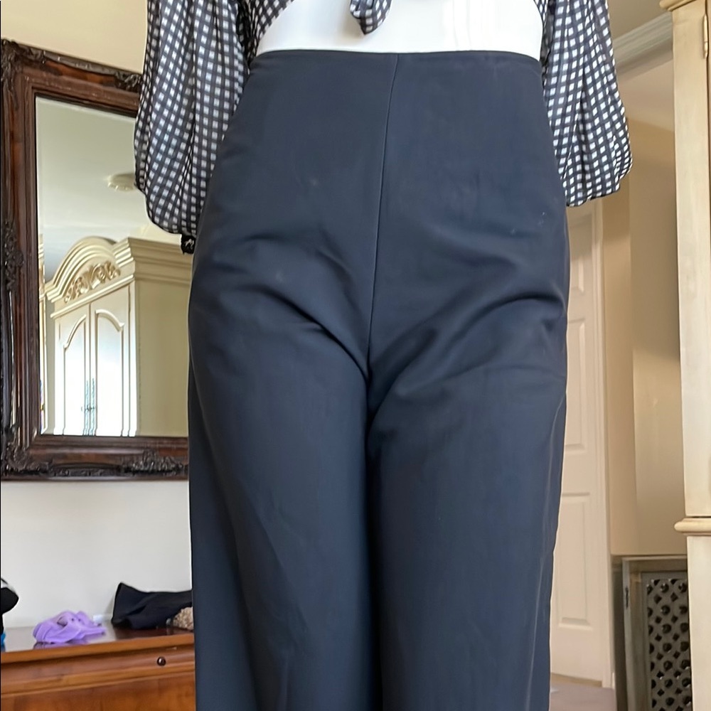 Krizia High Rise Flat Front Wide Leg Minimalist Design Pant Made in Italy NWT 8 - Picture 3 of 14